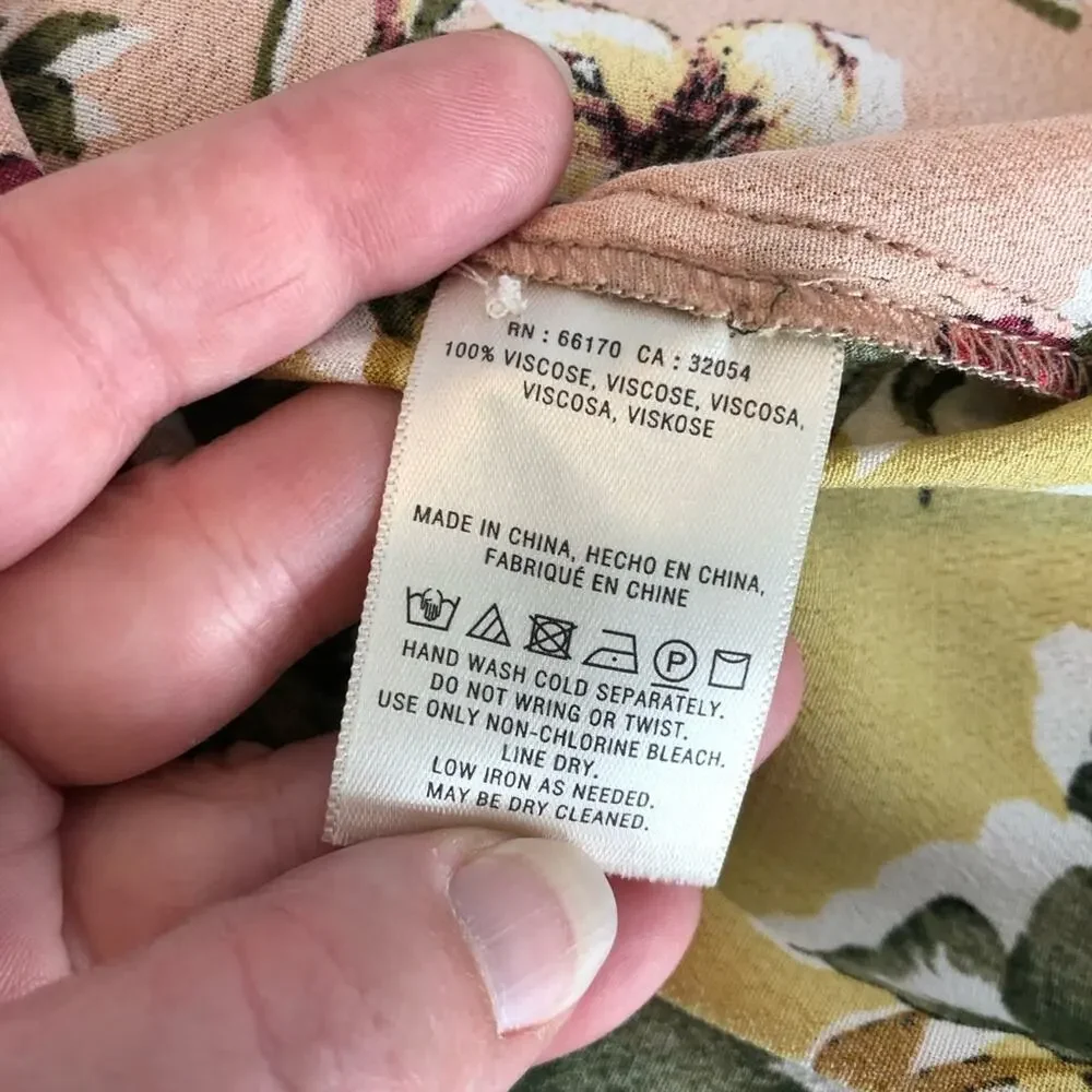 Anthropologie Meadow Rue yellow pink mixed floral wrap front top size 6 - Picture 11 of 16
